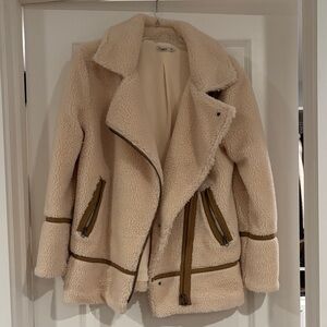 Faherty Cream Teddy Jacket with Tan Accents